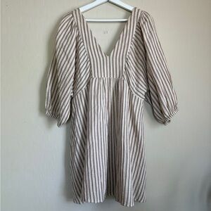 Every Women’s Striped Cotton Dolman Sleeve Boho Flowy Dress Striped Cream Medium